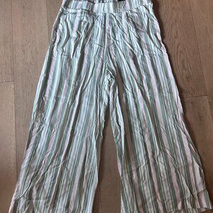 Torrid Green and White Striped Straight Leg Pants